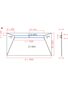 Receveur de douche à l'italienne Wiper 180 x 90 cm Line Pure