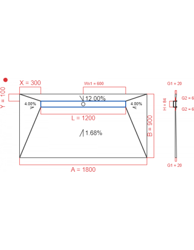 Receveur de douche à l'italienne Wiper 180 x 90 cm Line Pure