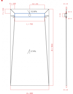 Receveur de douche à l'italienne Wiper 90 x 180 cm Line Pure