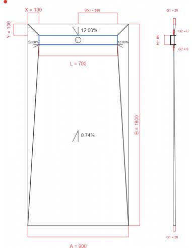 Receveur de douche à l'italienne Wiper 90 x 180 cm Line Pure