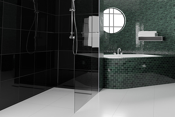 Image d’application Elément de douche en aspect carrelage moderne
